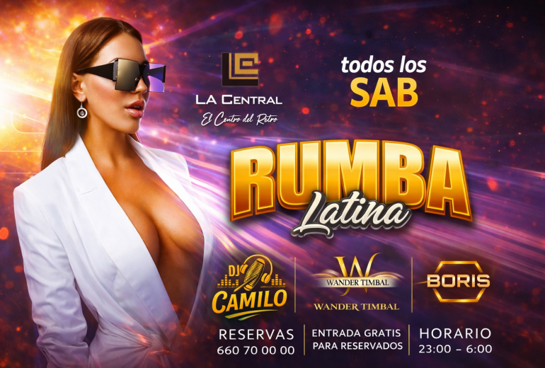 RUMBA LATINA fiesta latina en La Central, Tenerife South, con música y baile cada sábado.